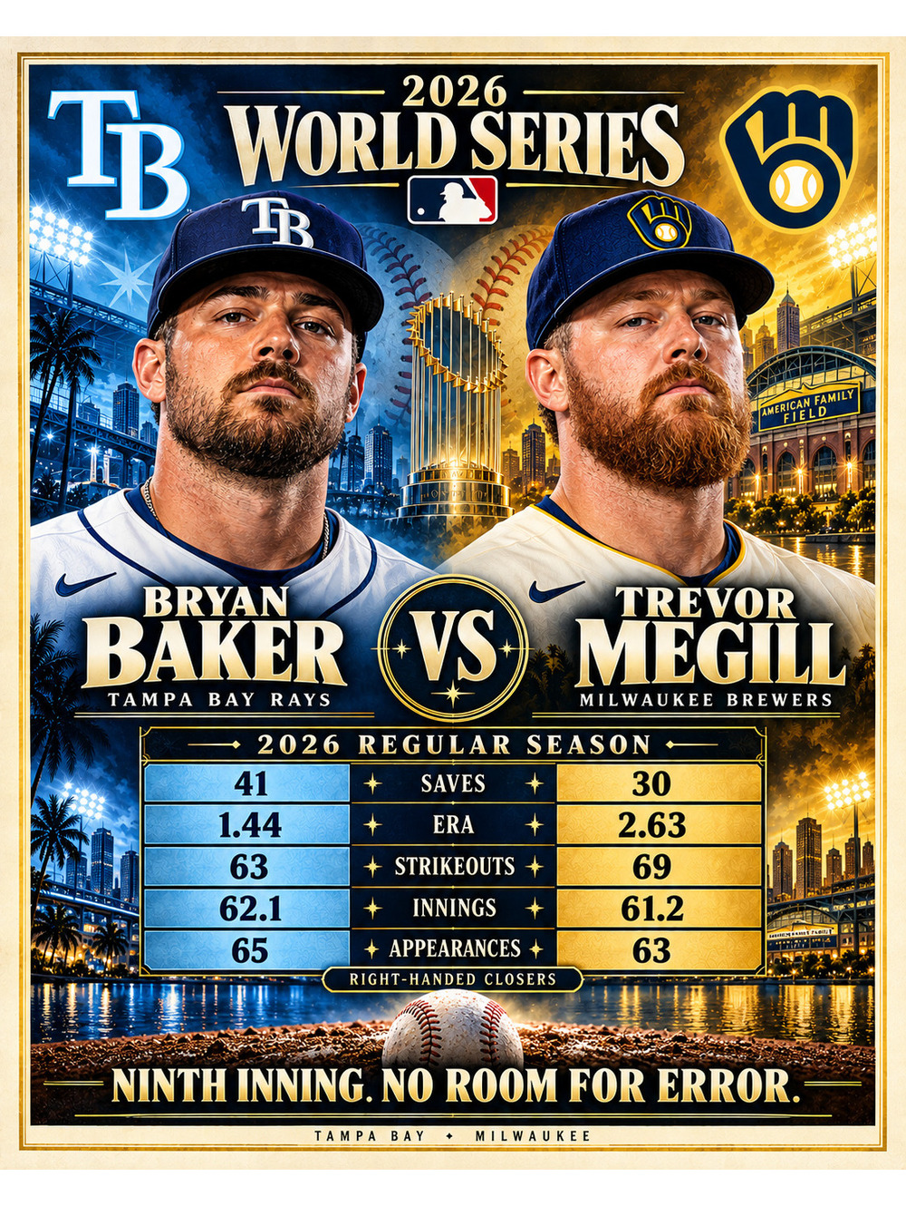 5061 Tampa Bay Rays vs Milwaukee Brewers World Series 8x10 Print Design 7